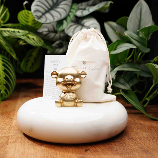 gold lucky pig figurine for good luck and chinese new year