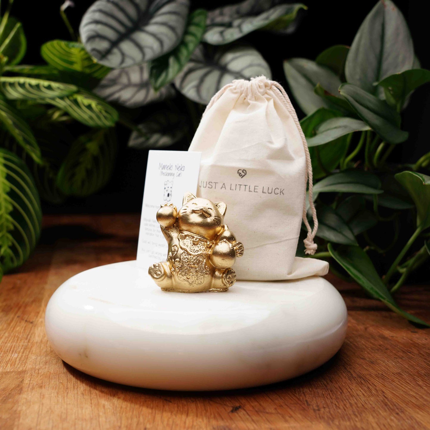 Gold Concrete Lucky Cat - Maneki Neko For Wealth and Luck