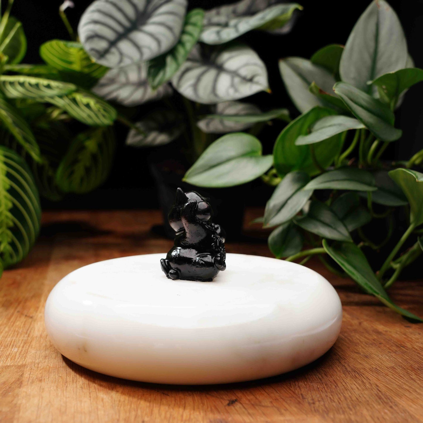 Black Concrete Lucky Cat - Maneki Neko For Protection From Evil