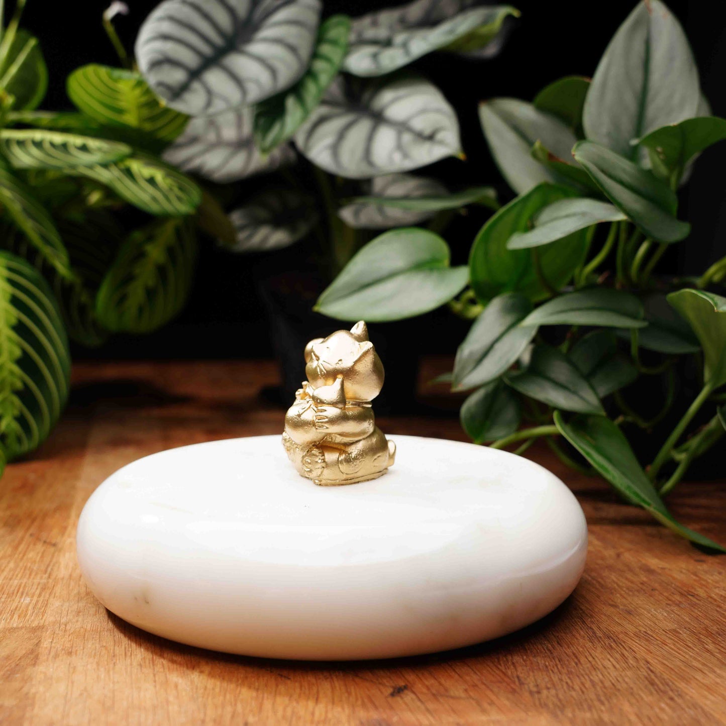 Gold Concrete Lucky Cat - Maneki Neko For Wealth and Luck
