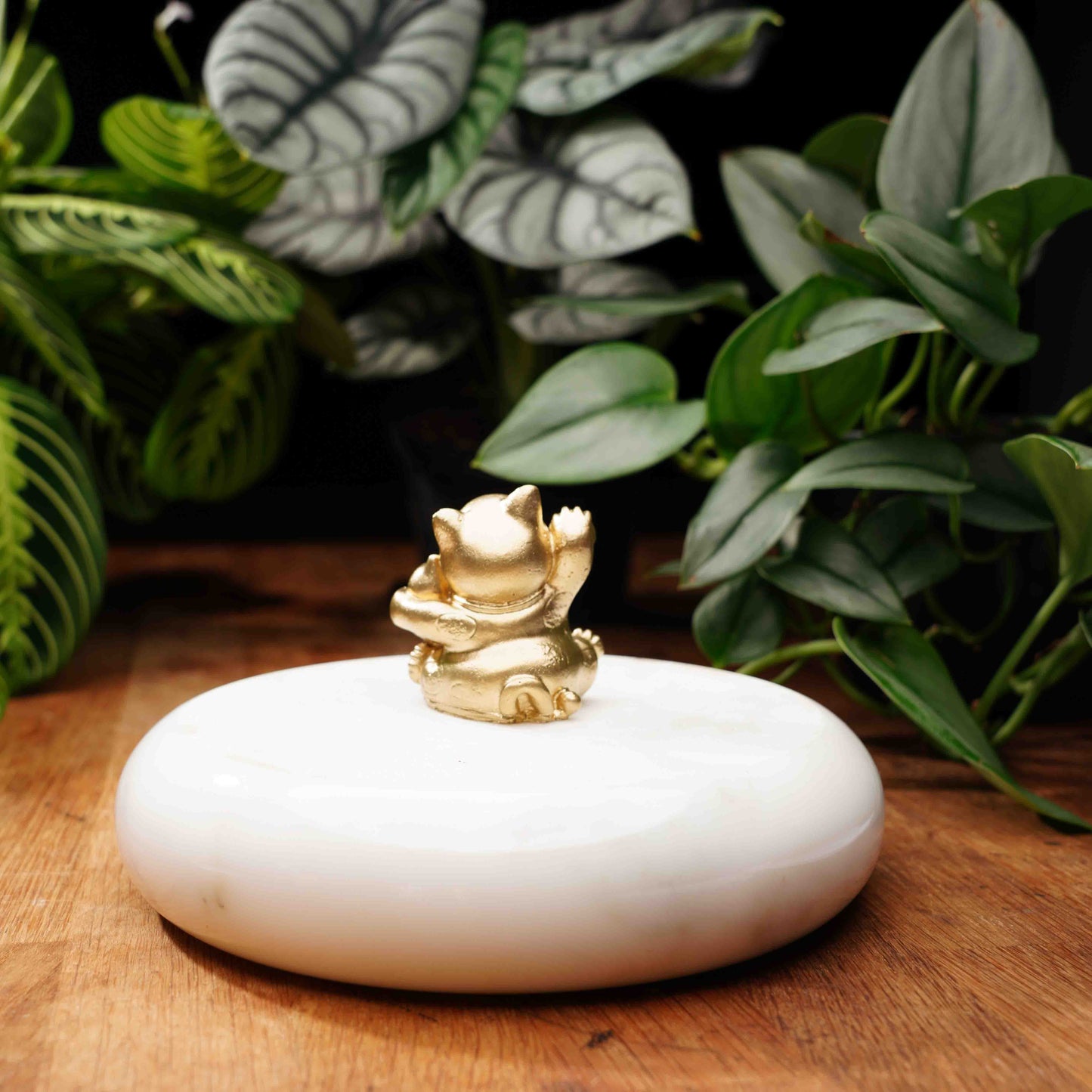 Gold Concrete Lucky Cat - Maneki Neko For Wealth and Luck
