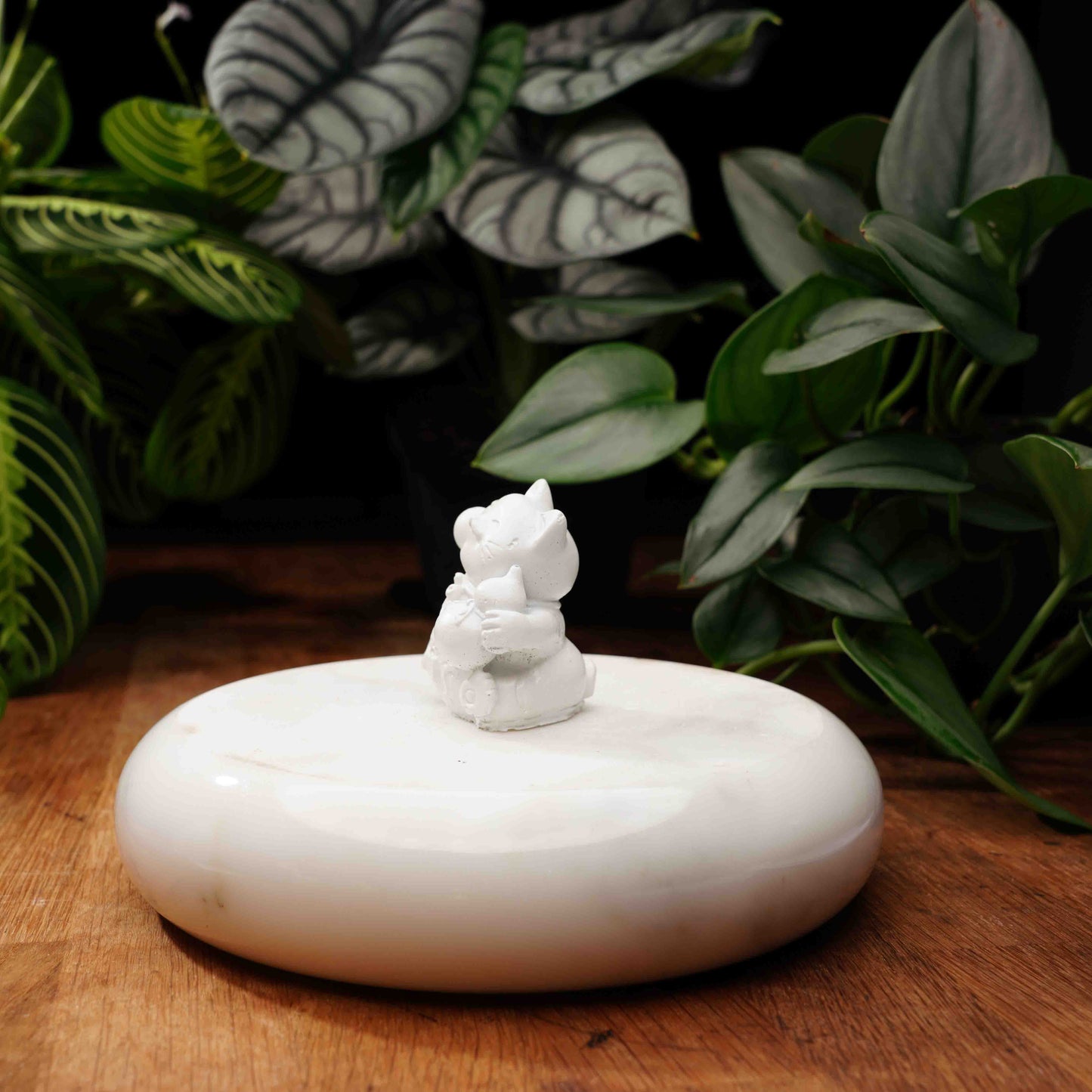 White Concrete Lucky Cat - Maneki Neko For Happiness
