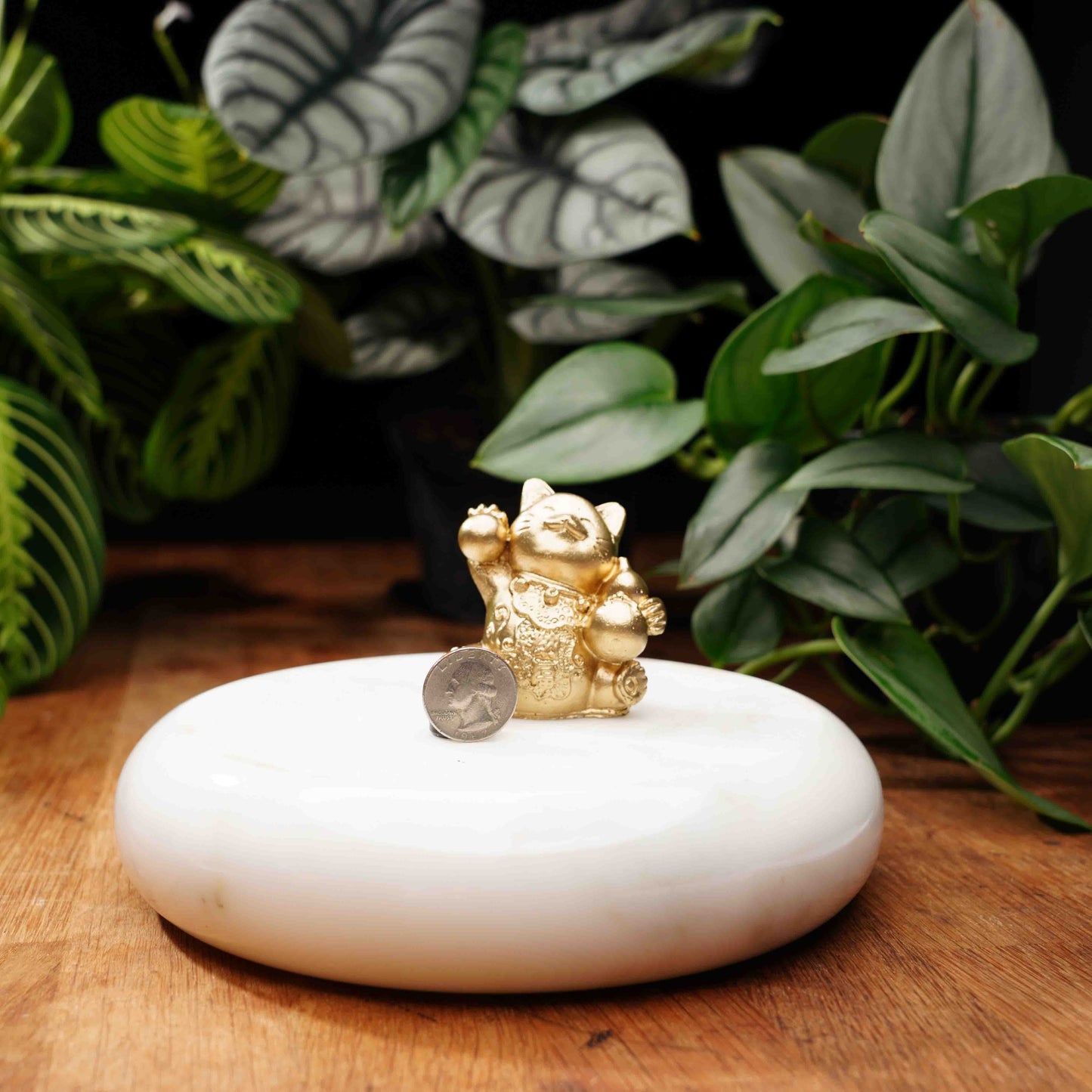 Gold Concrete Lucky Cat - Maneki Neko For Wealth and Luck