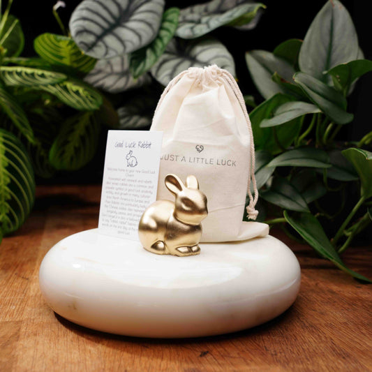 gold rabbit figurine for good luck easter gift