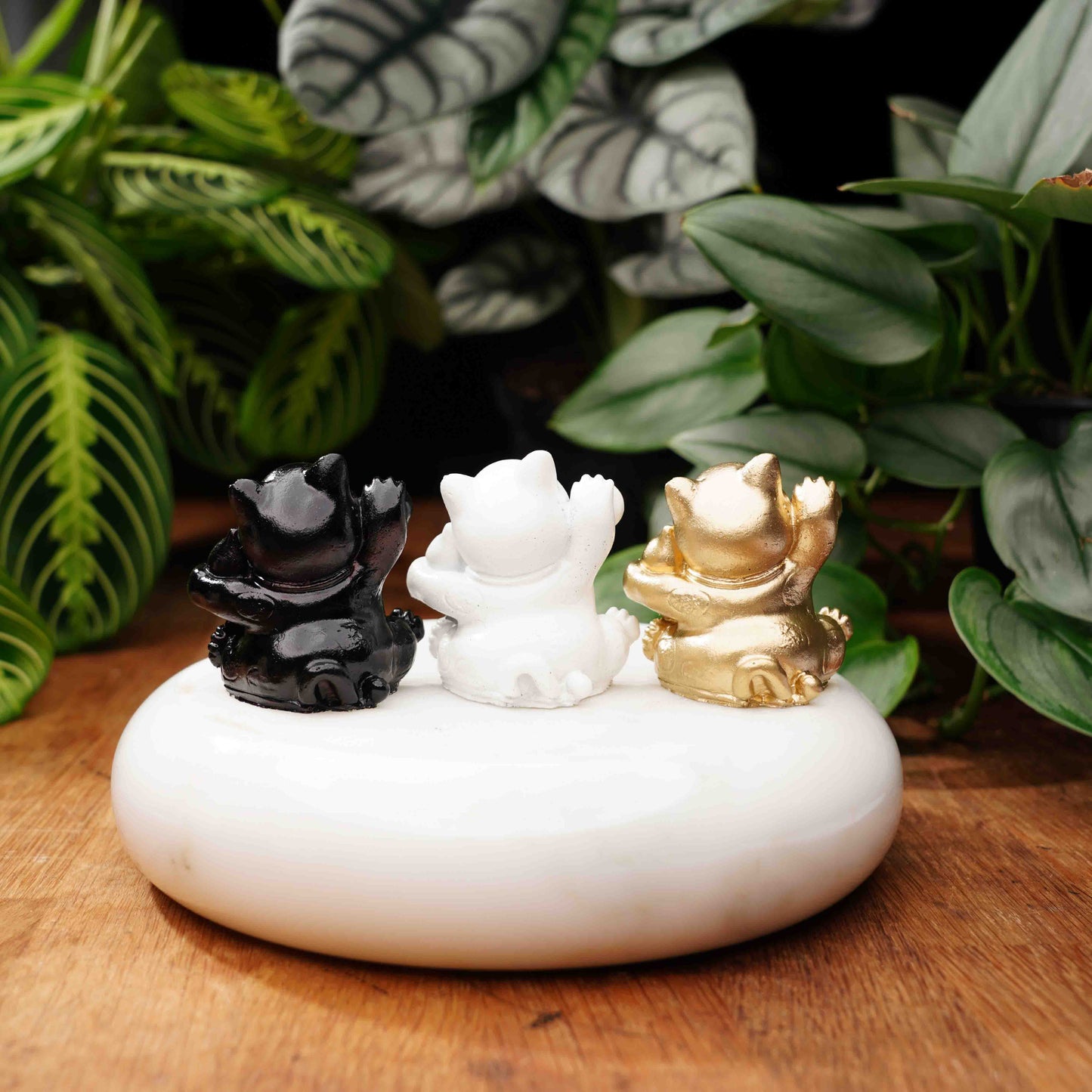 Concrete Lucky Cat Set - Maneki Neko Set For Luck, Wealth, and Prosperity
