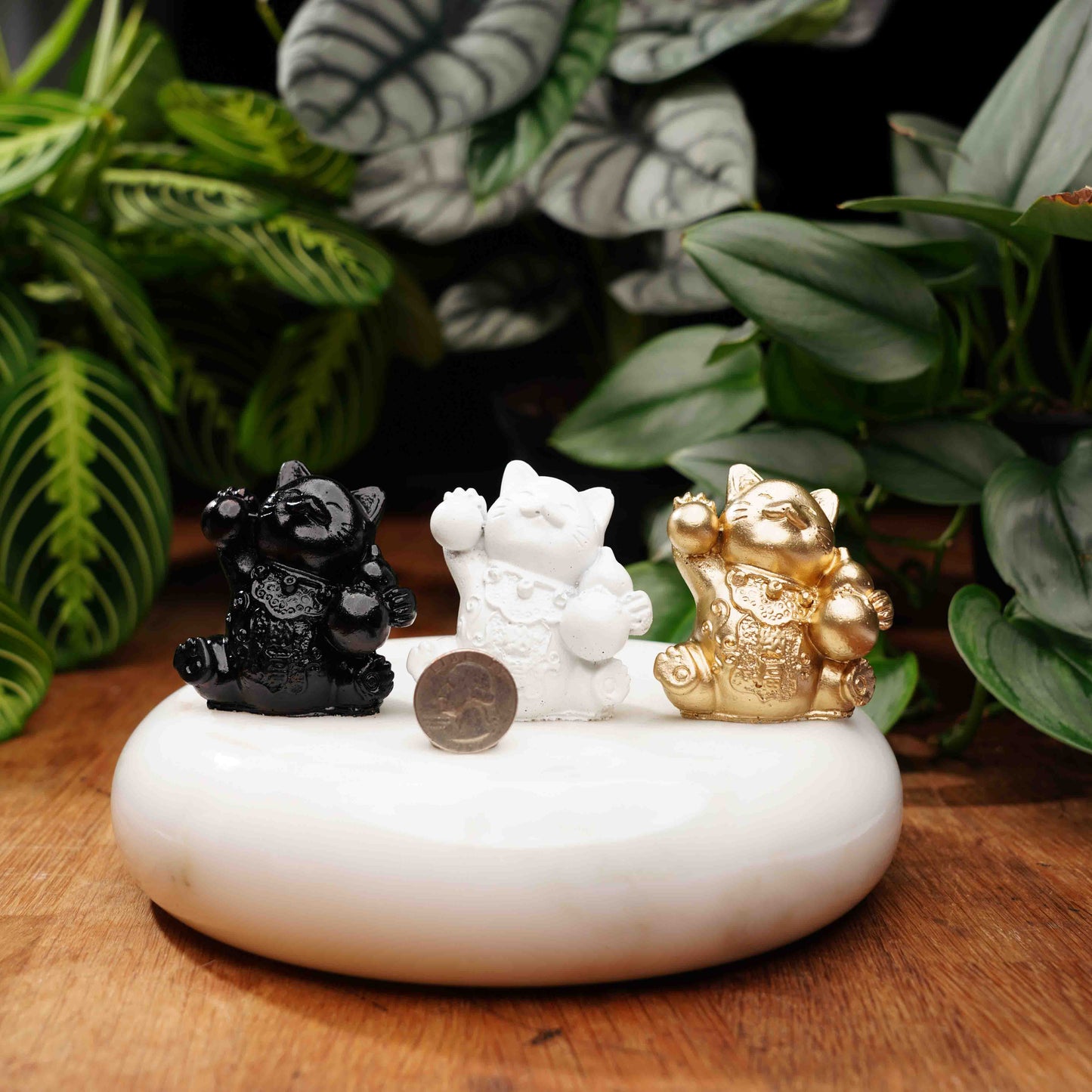 Concrete Lucky Cat Set - Maneki Neko Set For Luck, Wealth, and Prosperity