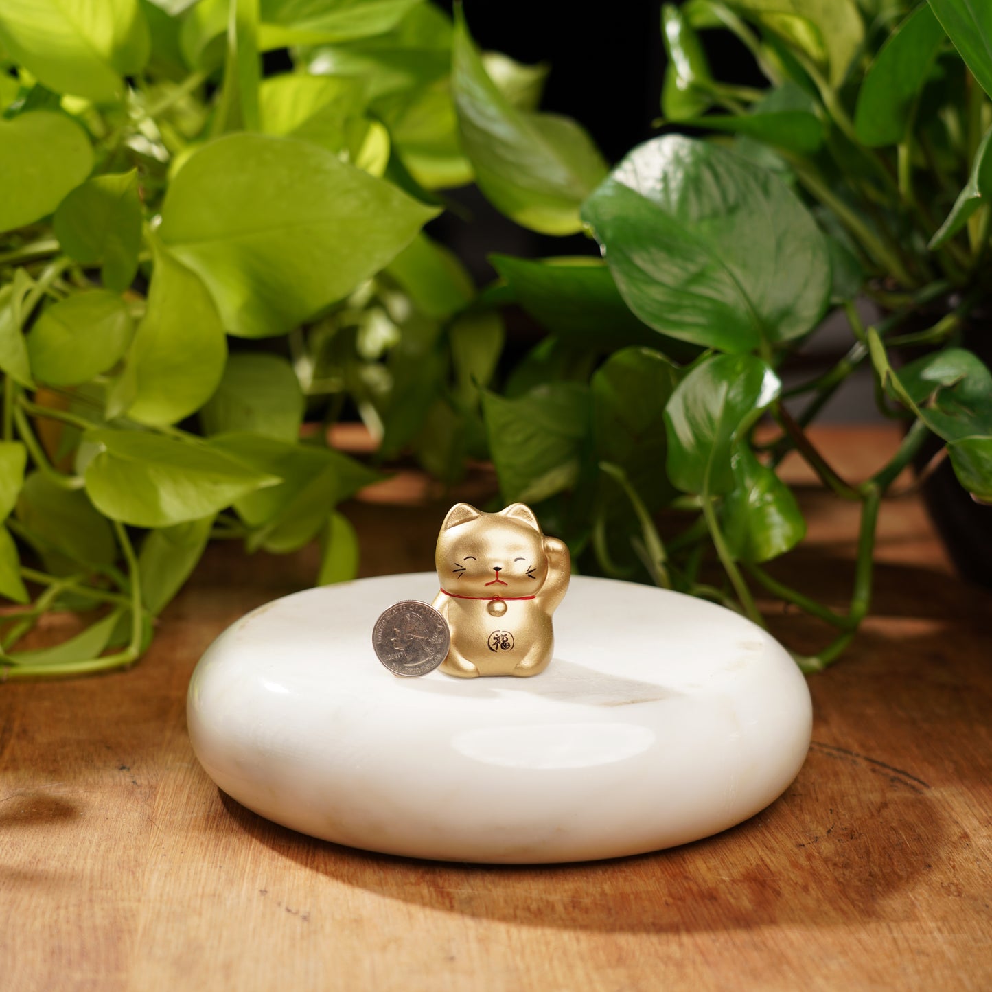 Gold Concrete Maneki Neko- Lucky Cat For Wealth