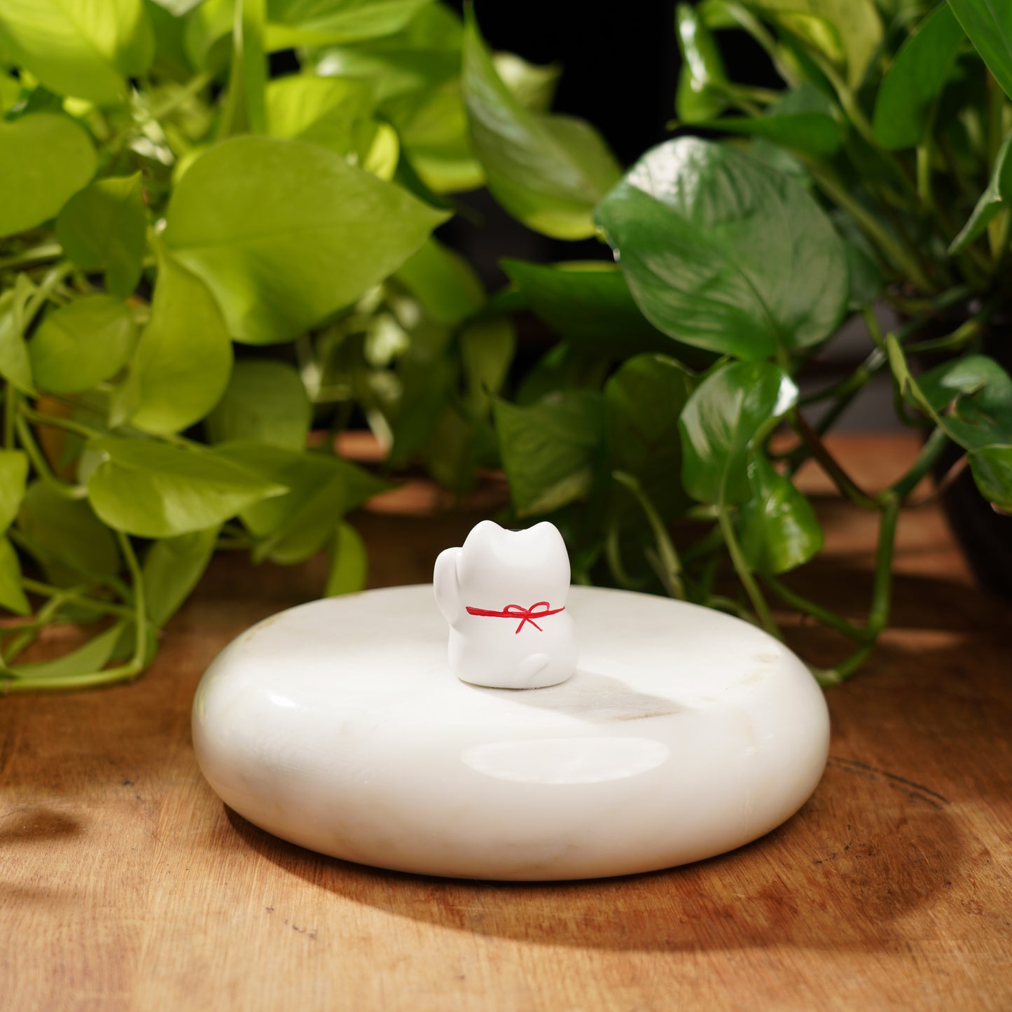 White Concrete Maneki Neko-Lucky Cat For Happiness