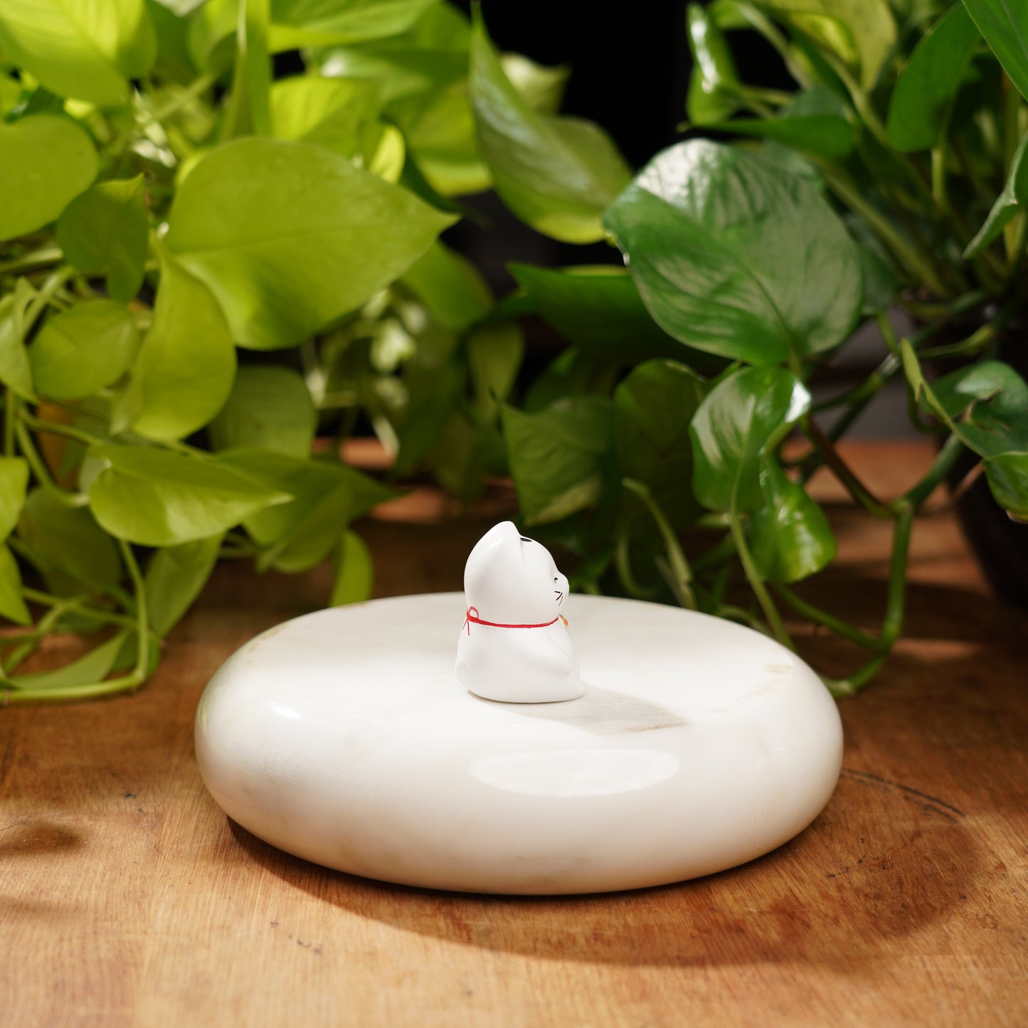 White Concrete Maneki Neko-Lucky Cat For Happiness