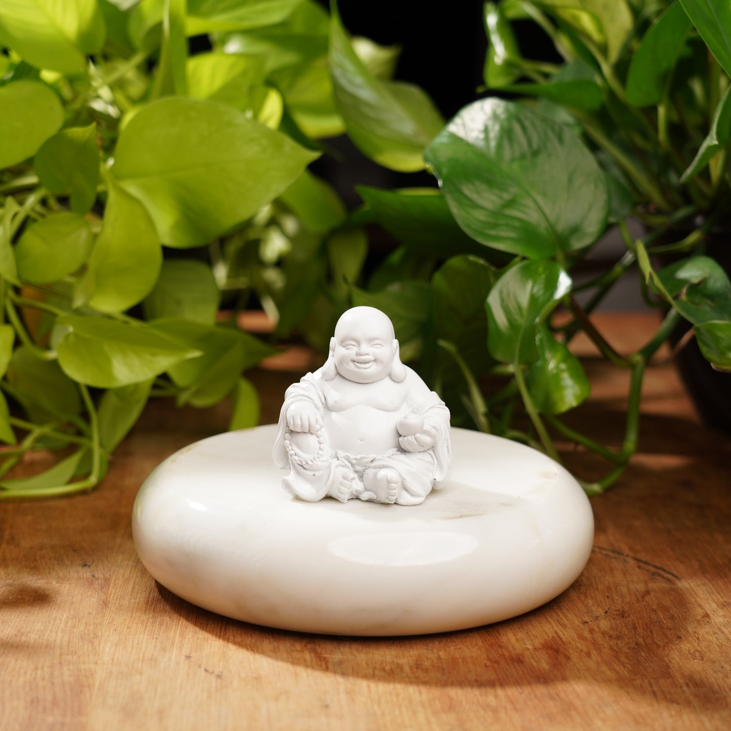 White Concrete Laughing Buddha