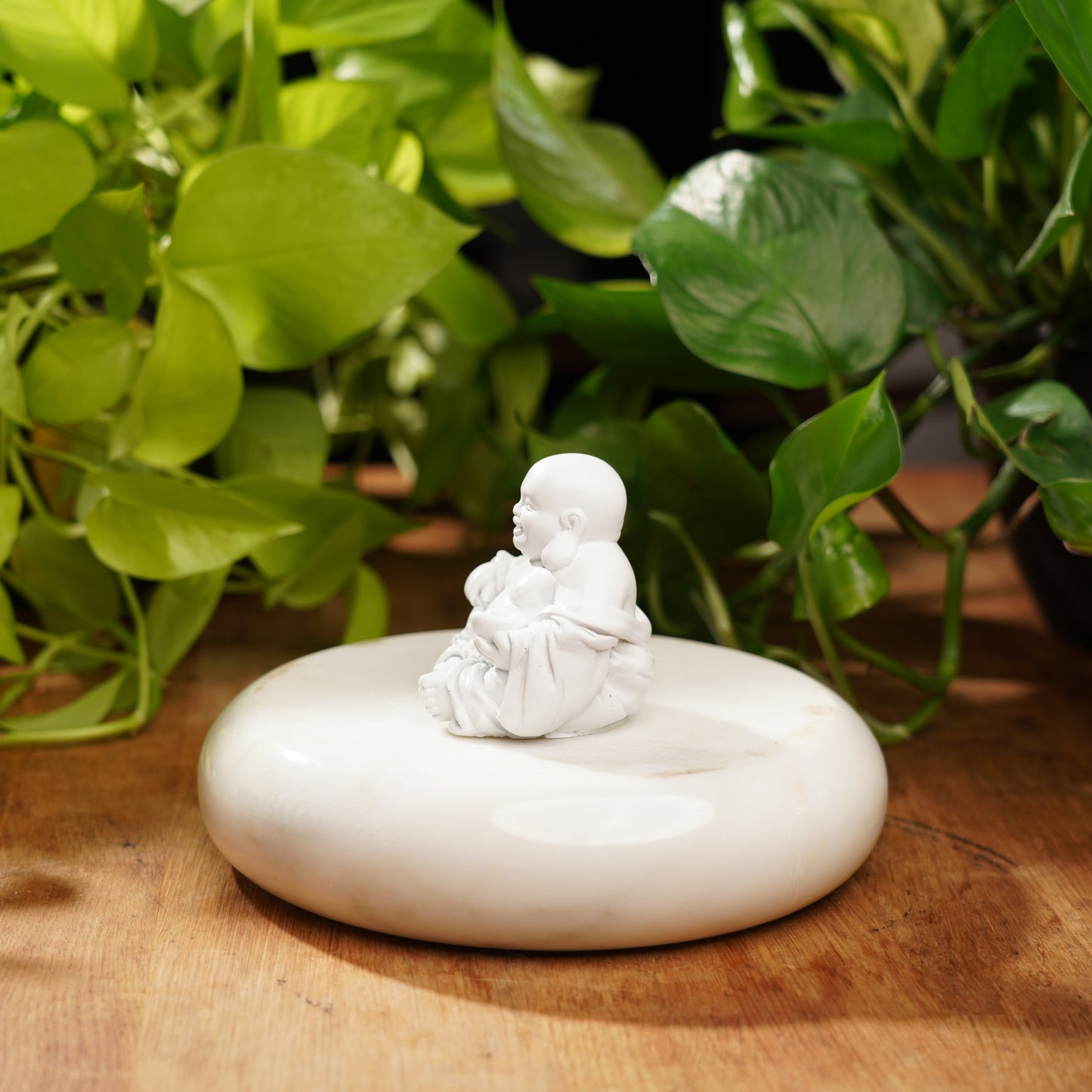 White Concrete Laughing Buddha