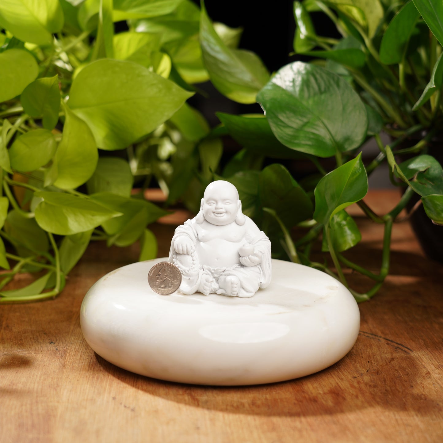 White Concrete Laughing Buddha