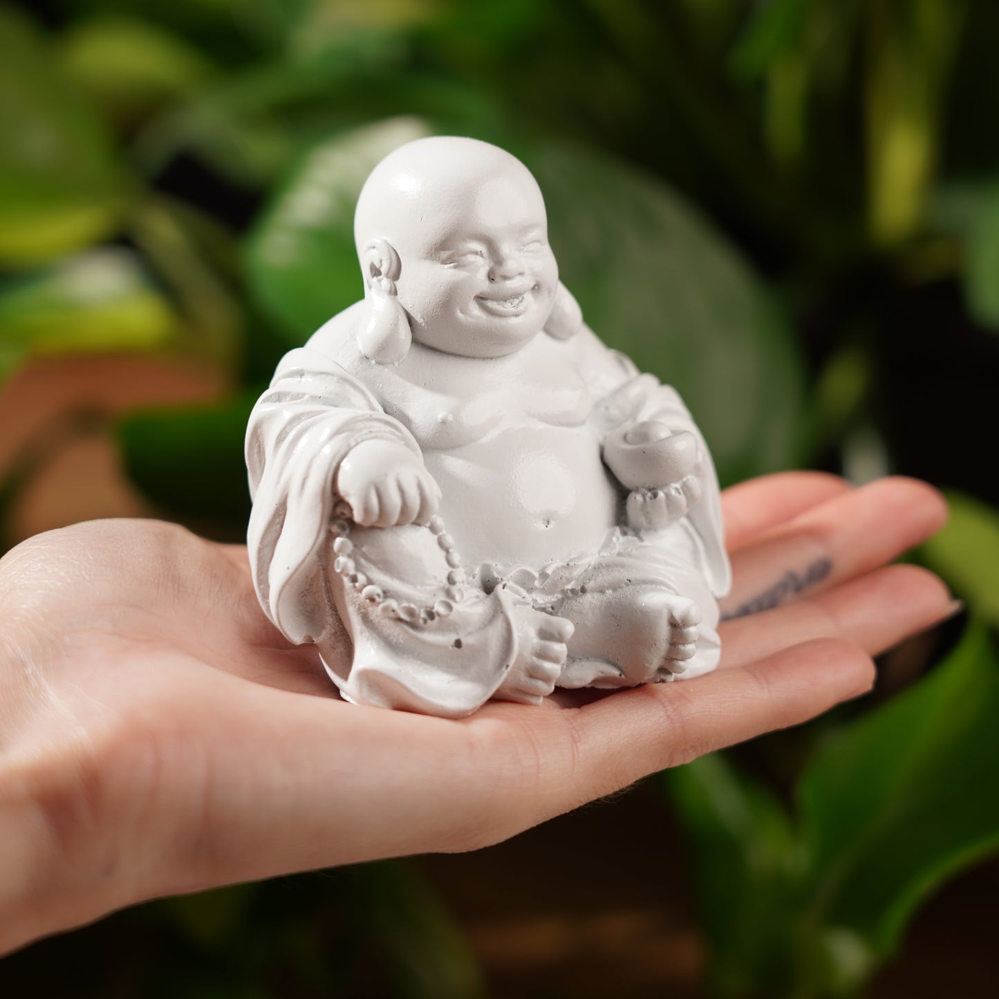 White Concrete Laughing Buddha