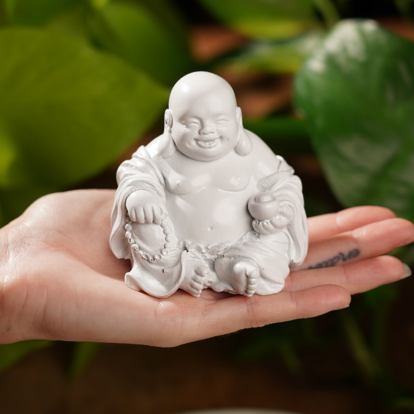 White Concrete Laughing Buddha