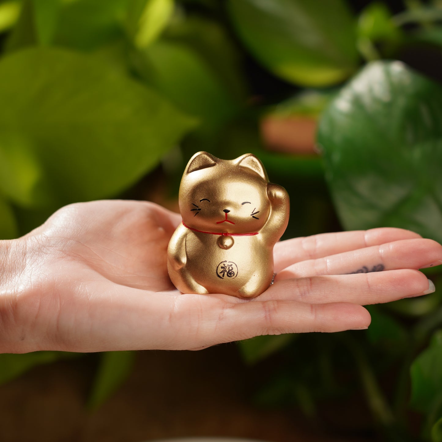 Gold Concrete Maneki Neko- Lucky Cat For Wealth