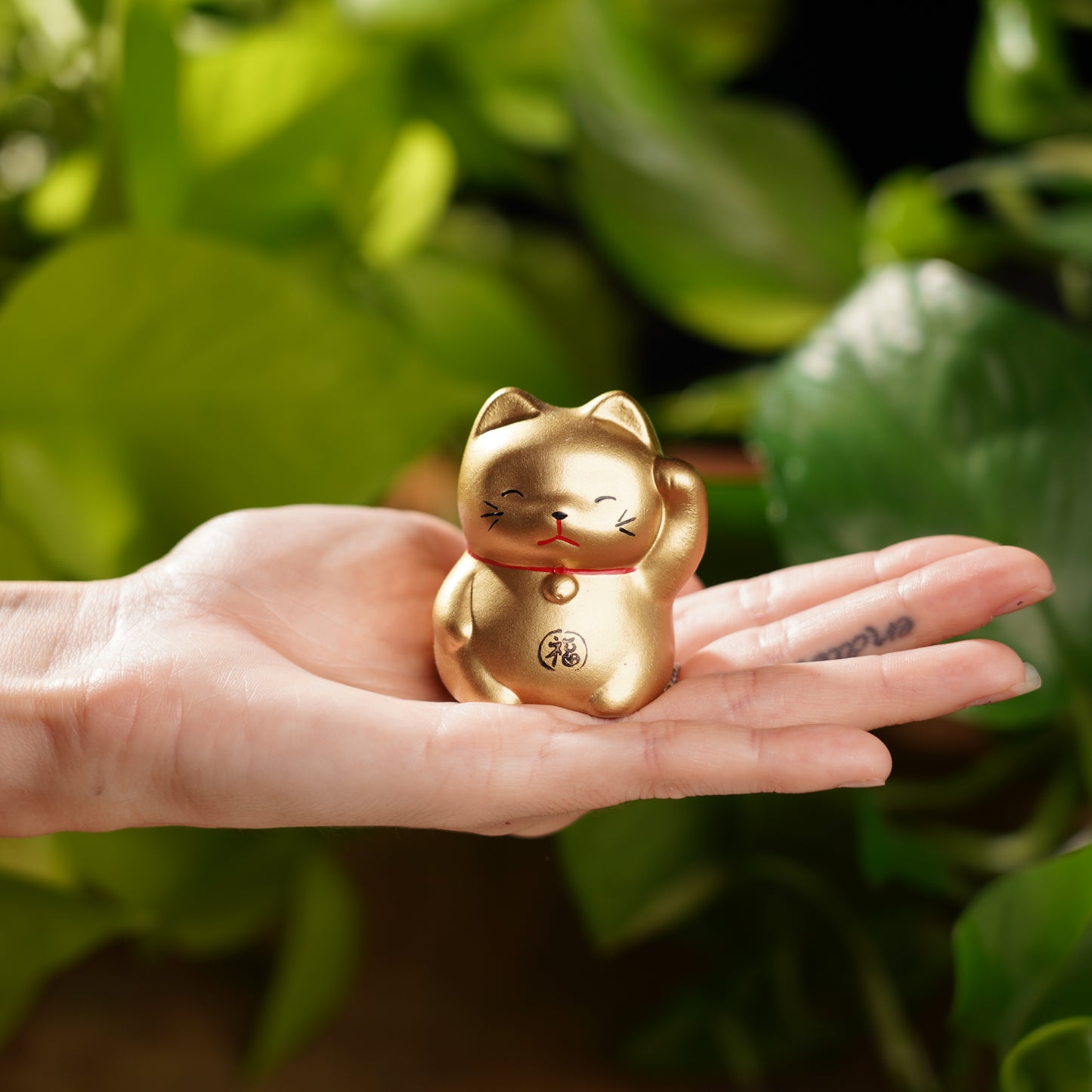 Gold Concrete Maneki Neko- Lucky Cat For Wealth