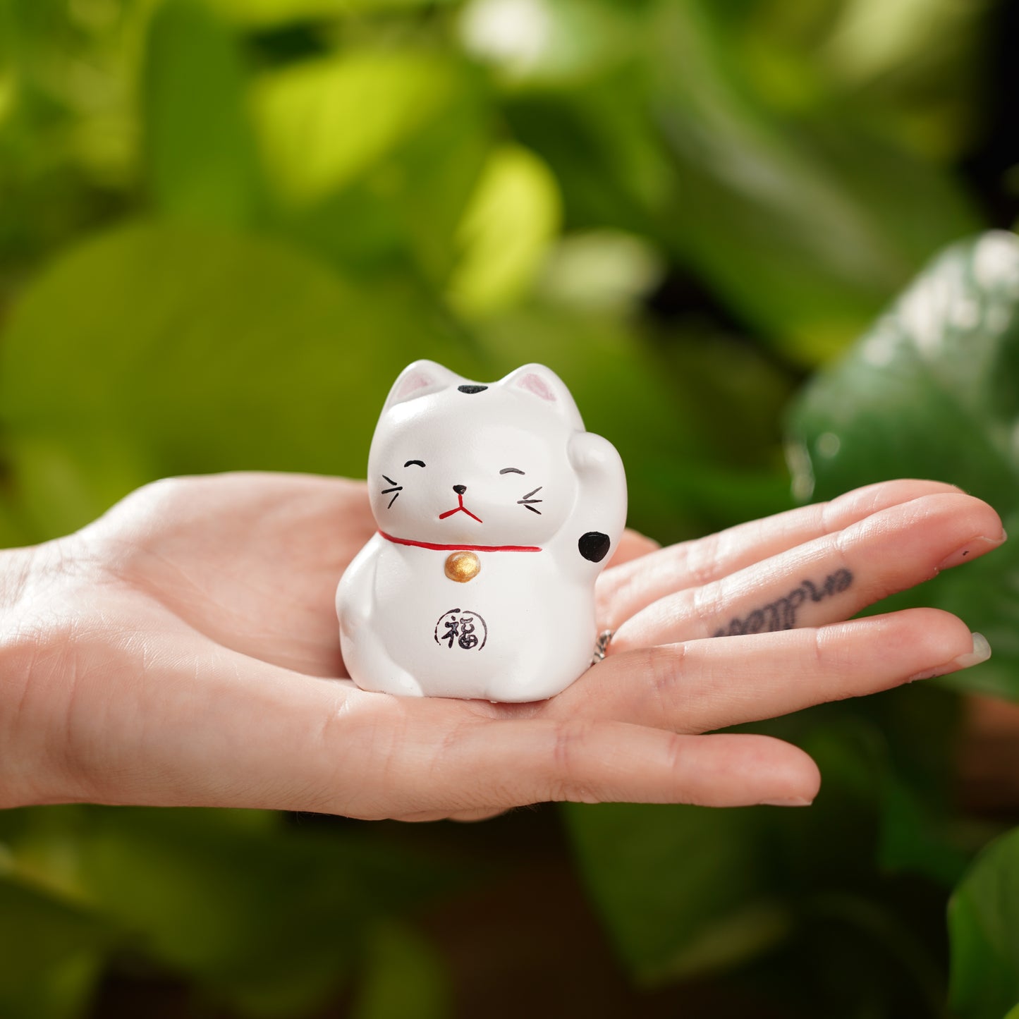 White Concrete Maneki Neko-Lucky Cat For Happiness