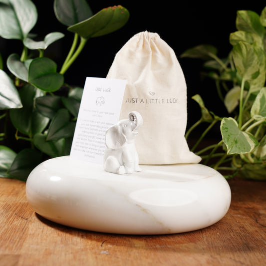 white lucky elephant figurine for anniversary and good luck