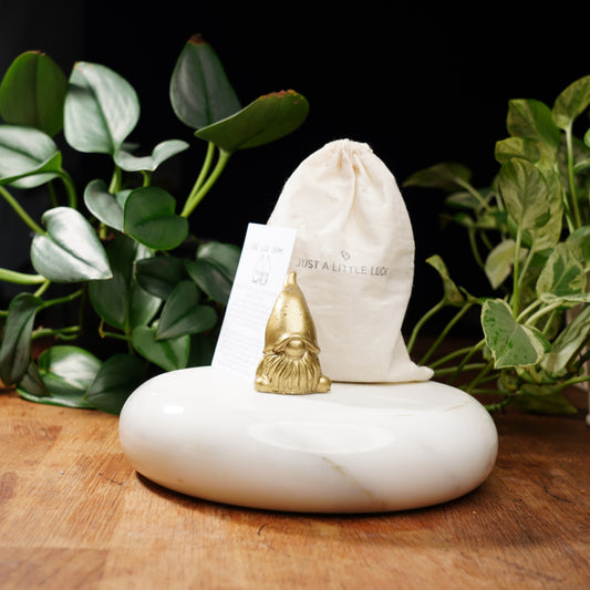 gold gnome figurine for good luck