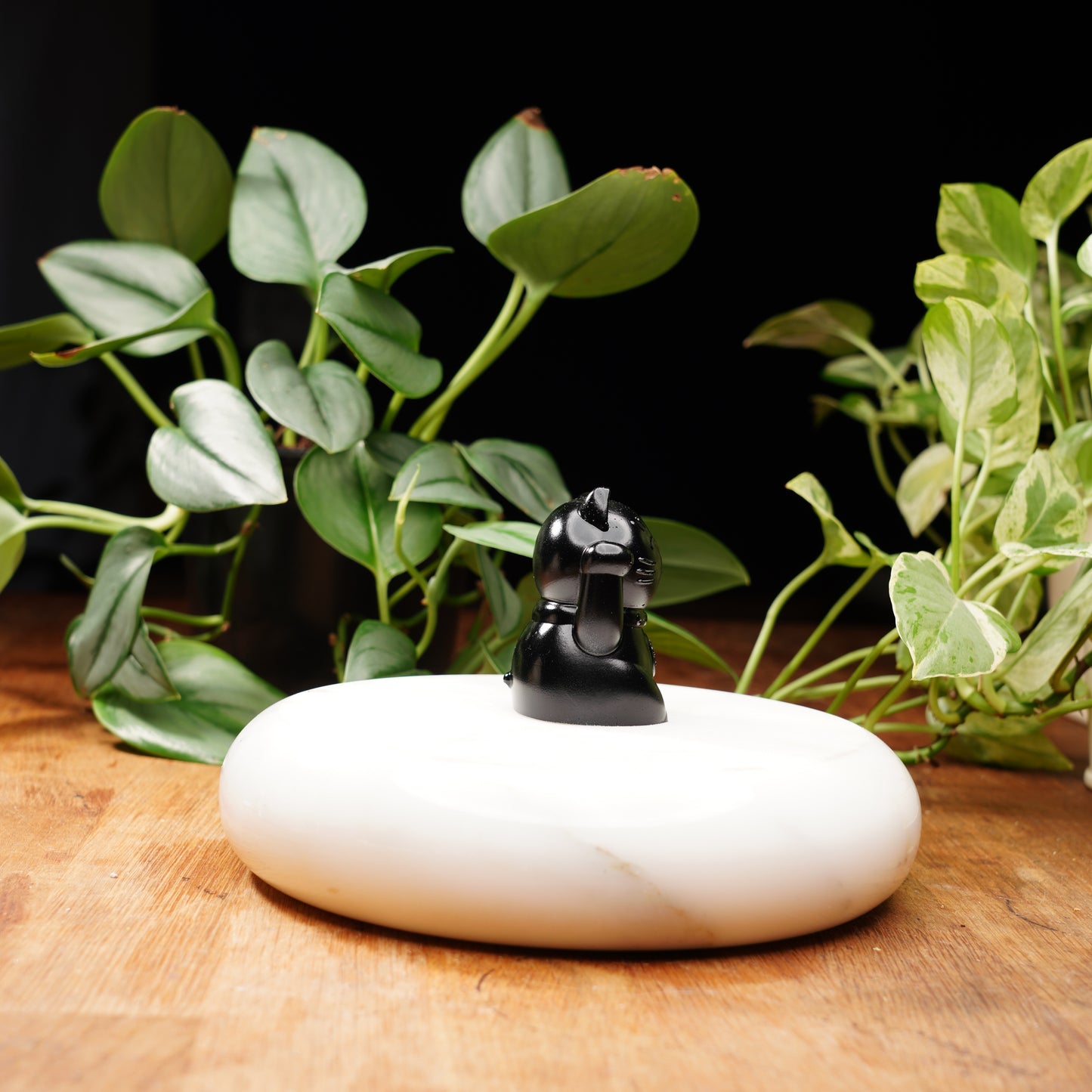 Black Concrete Maneki Neko - Lucky Cat For Protection From Evil