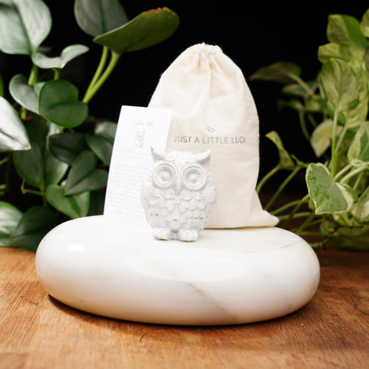 white lucky owl figurine for good luck and wisdom