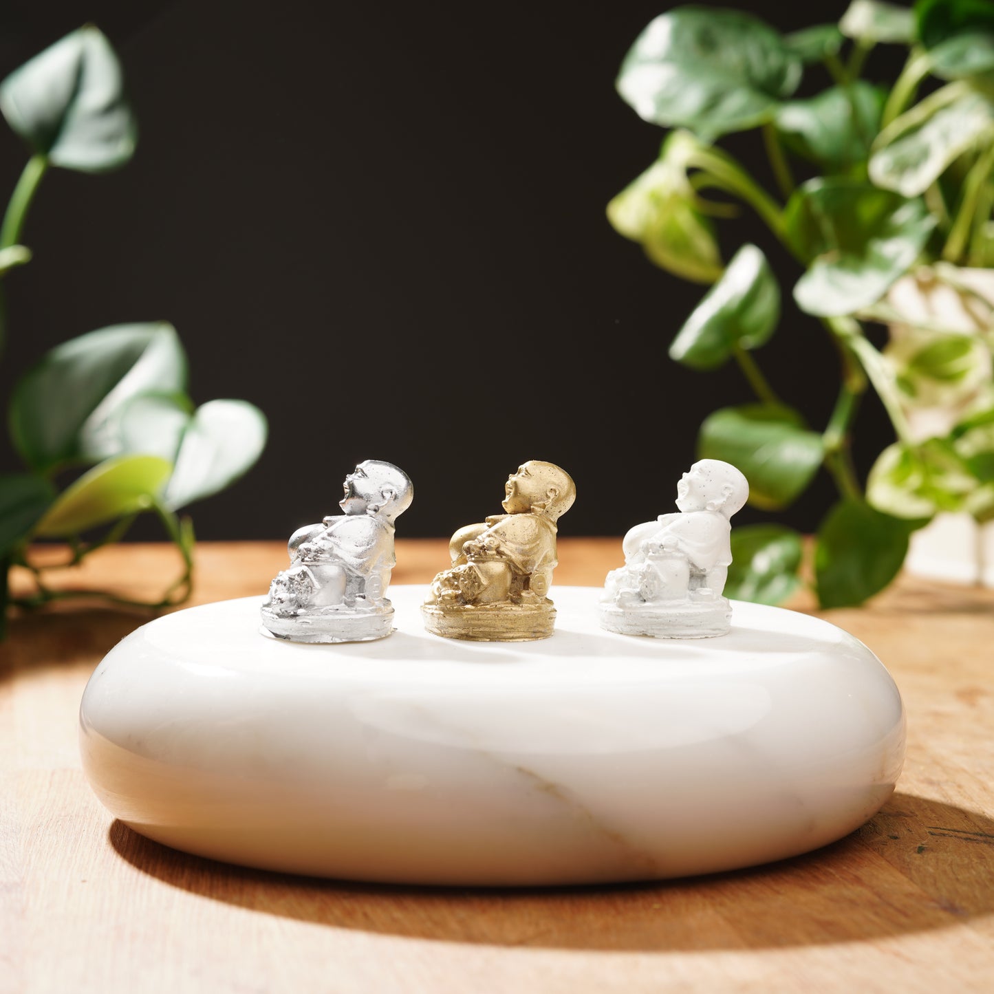 Concrete Mini Laughing Buddha Set