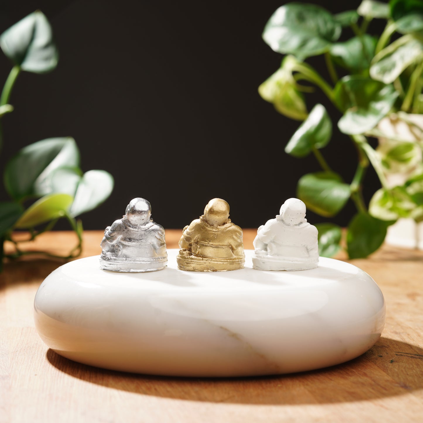 Concrete Mini Laughing Buddha Set