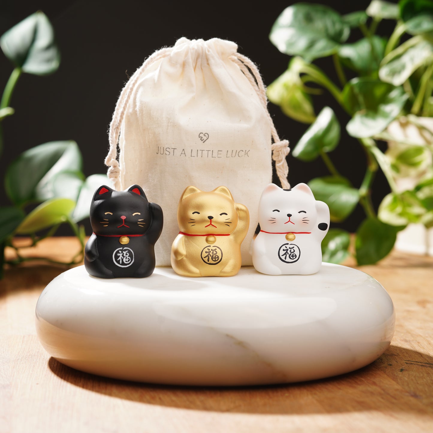 Ceramic Maneki Neko-Lucky Cat Set For Luck, Wealth, and Prosperity