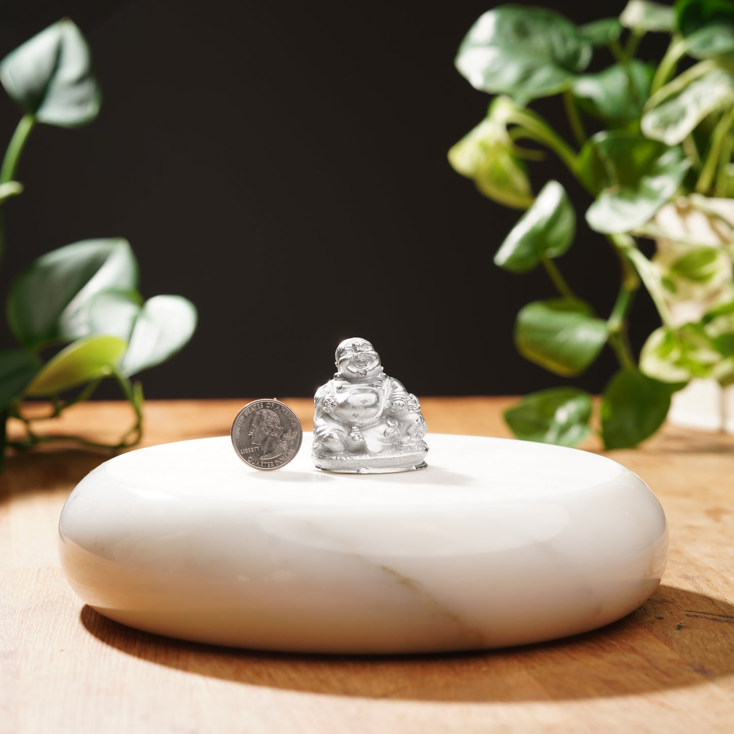 Silver Concrete Mini Laughing Buddha