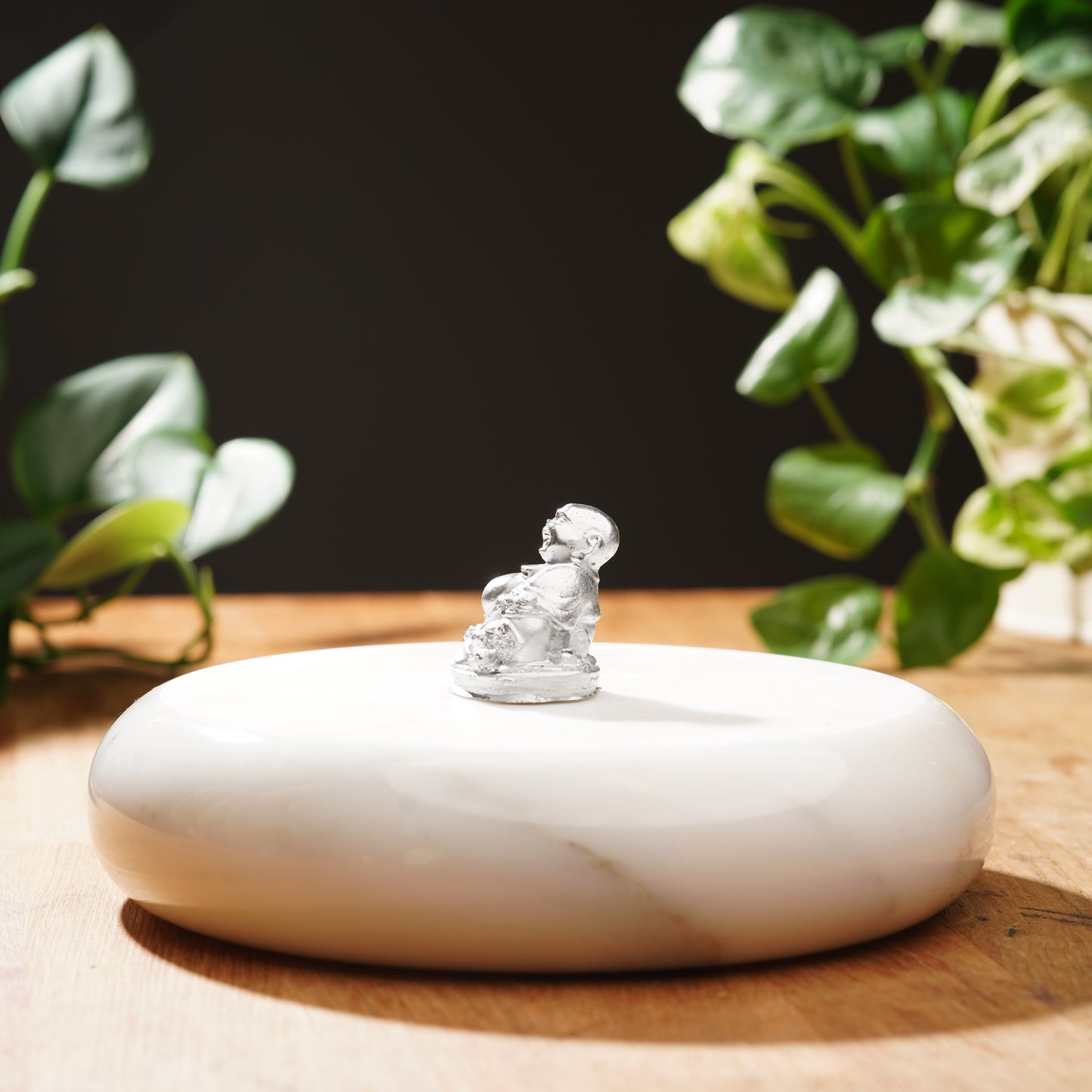 Silver Concrete Mini Laughing Buddha