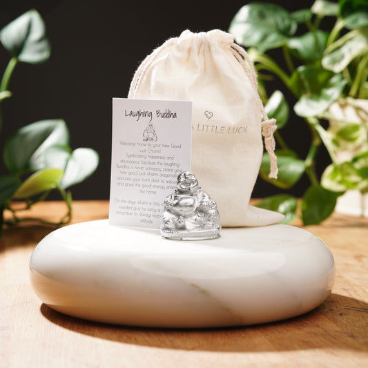 Silver Concrete Mini Laughing Buddha