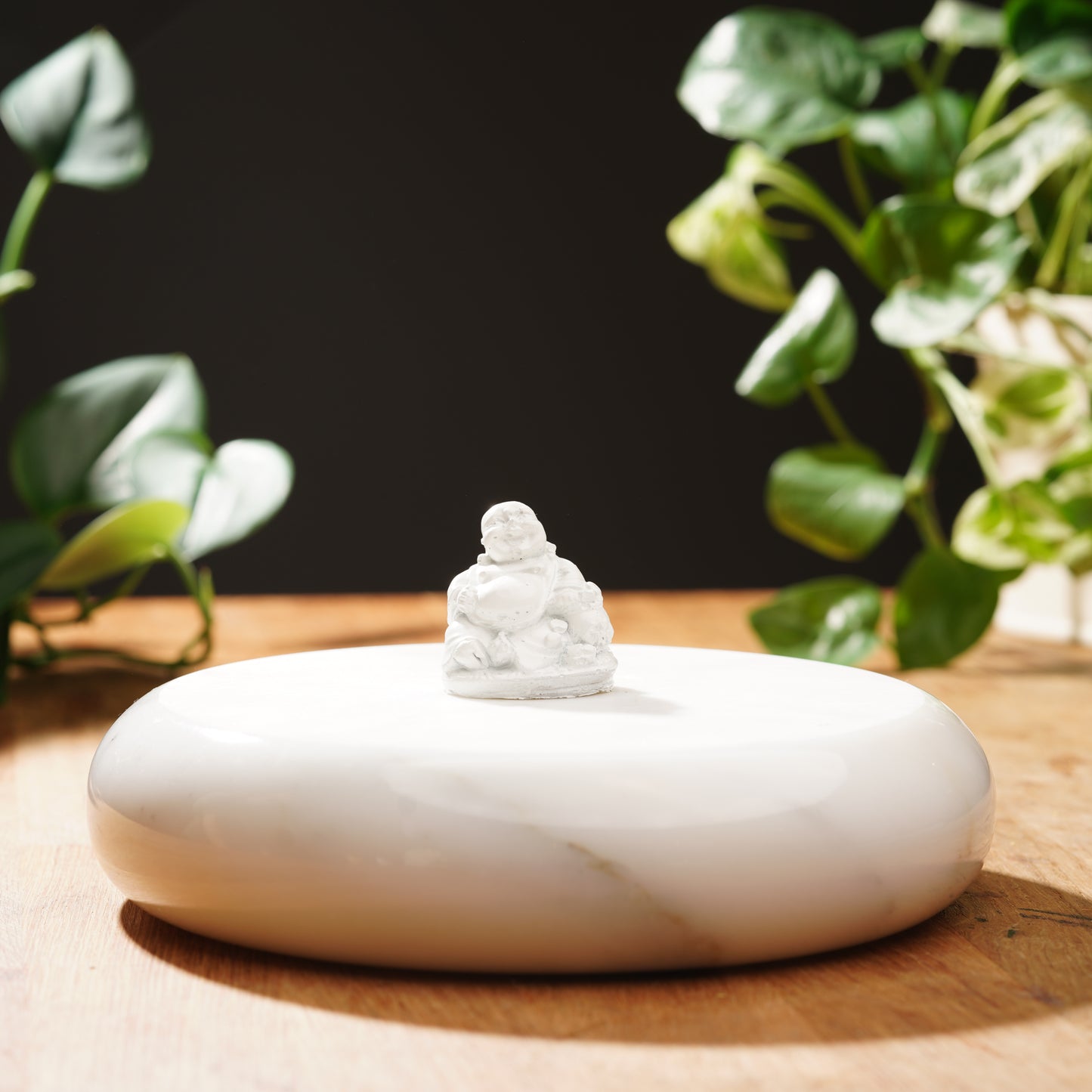 White Concrete Mini Laughing Buddha