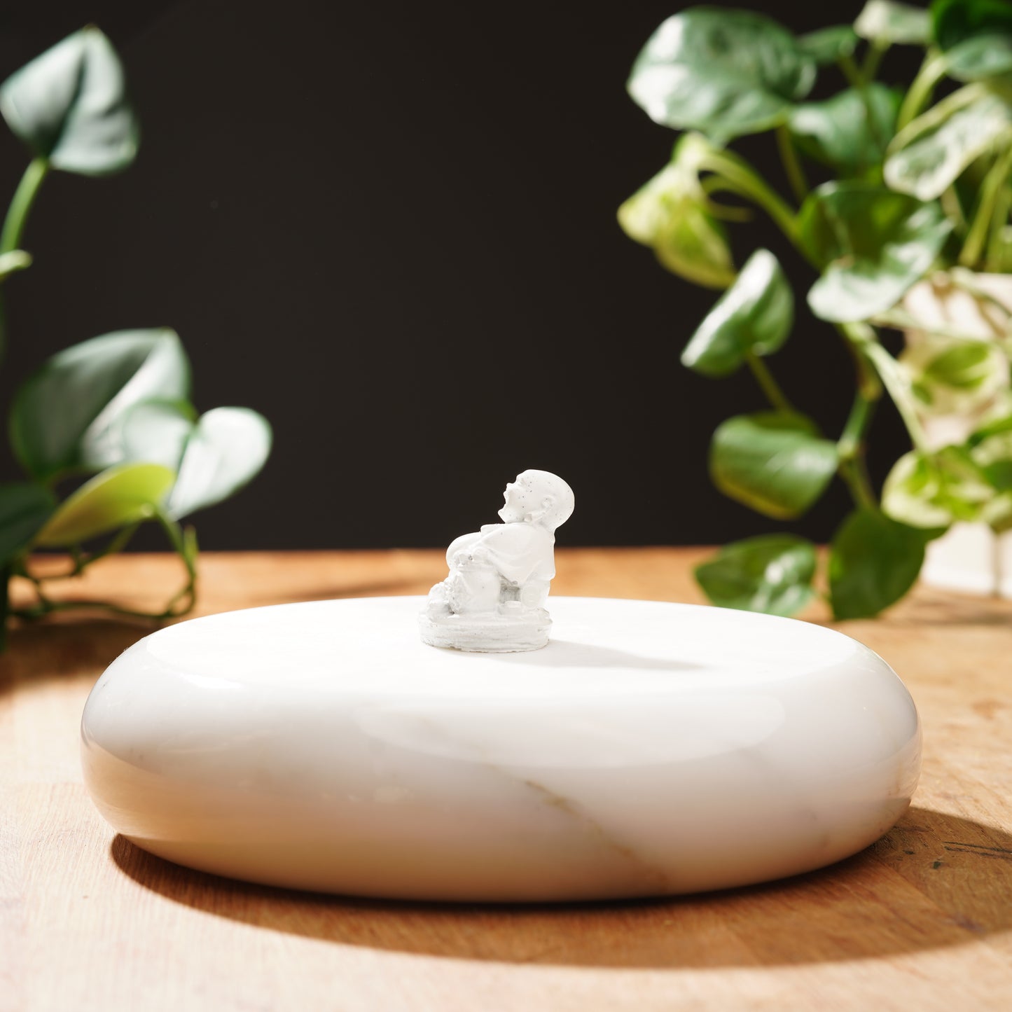 White Concrete Mini Laughing Buddha