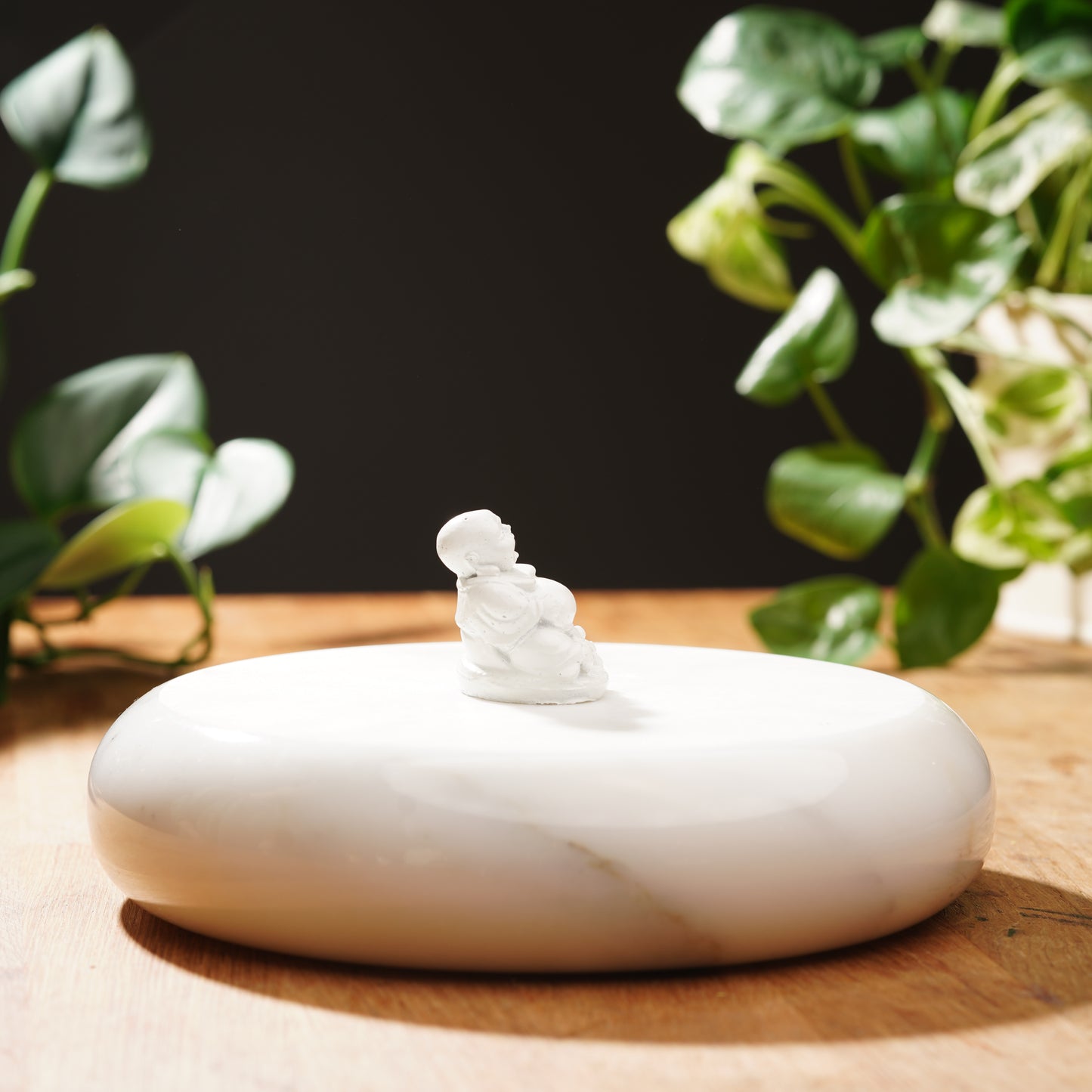 White Concrete Mini Laughing Buddha