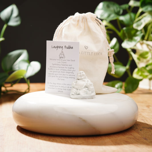 White Concrete Mini Laughing Buddha