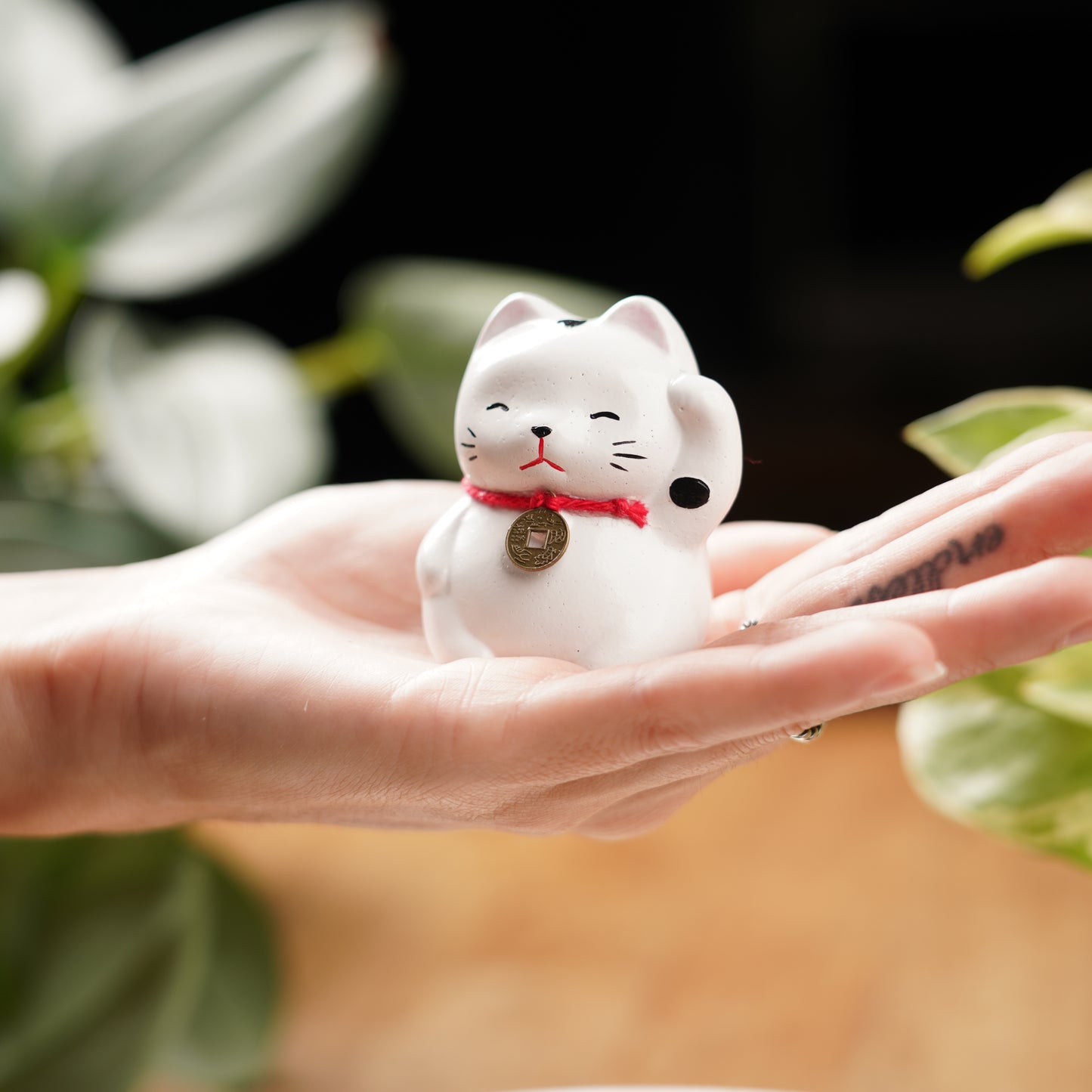 White Lucky Cat - Feng Shui Coin