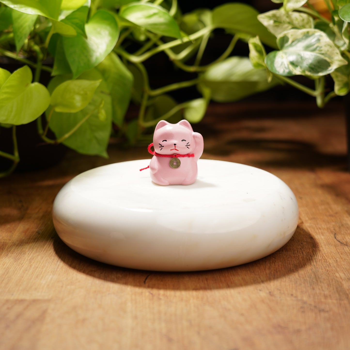 Pink Lucky Cat - Feng Shui Coin