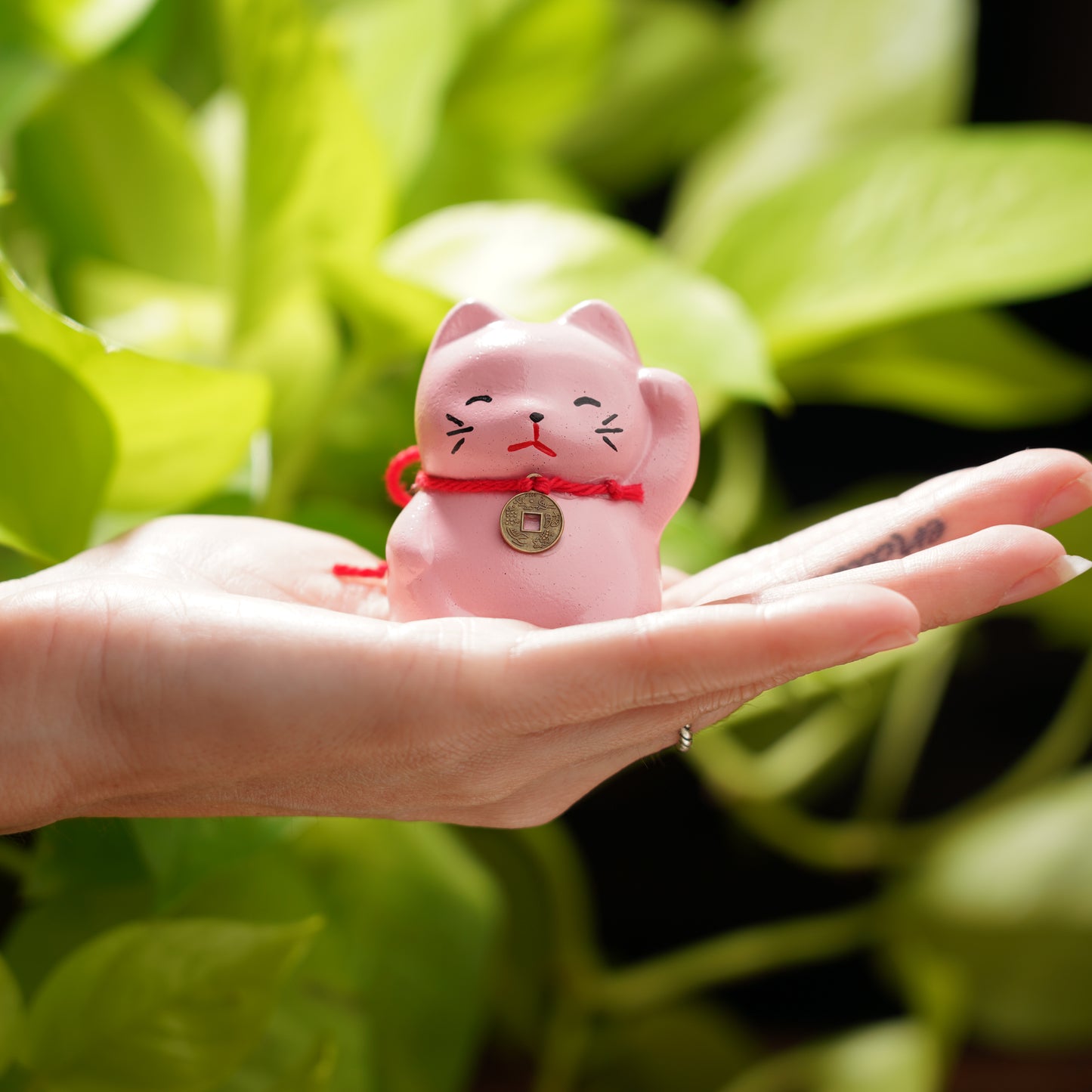 Pink Lucky Cat - Feng Shui Coin