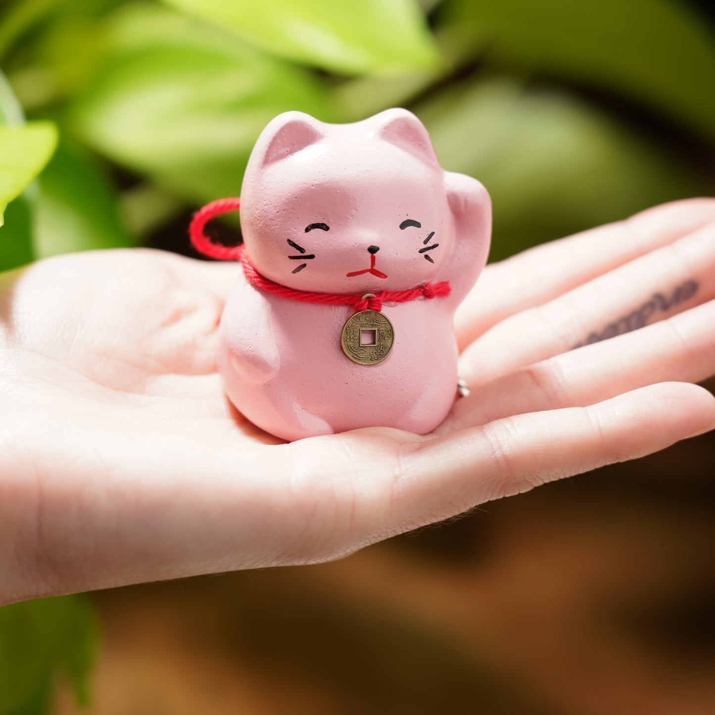 Pink Lucky Cat - Feng Shui Coin