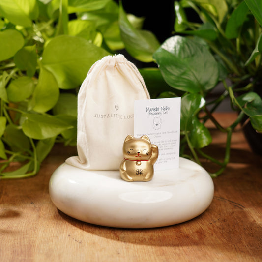 Gold Concrete Maneki Neko- Lucky Cat For Wealth