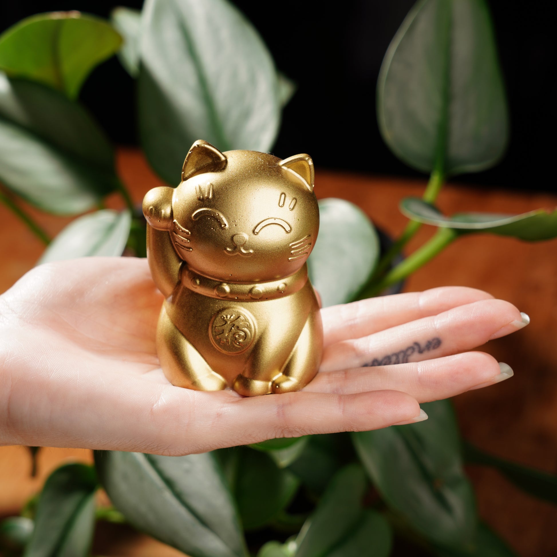 Gold Concrete Maneki Neko - Lucky Cat For Wealth and Luck – Just A
