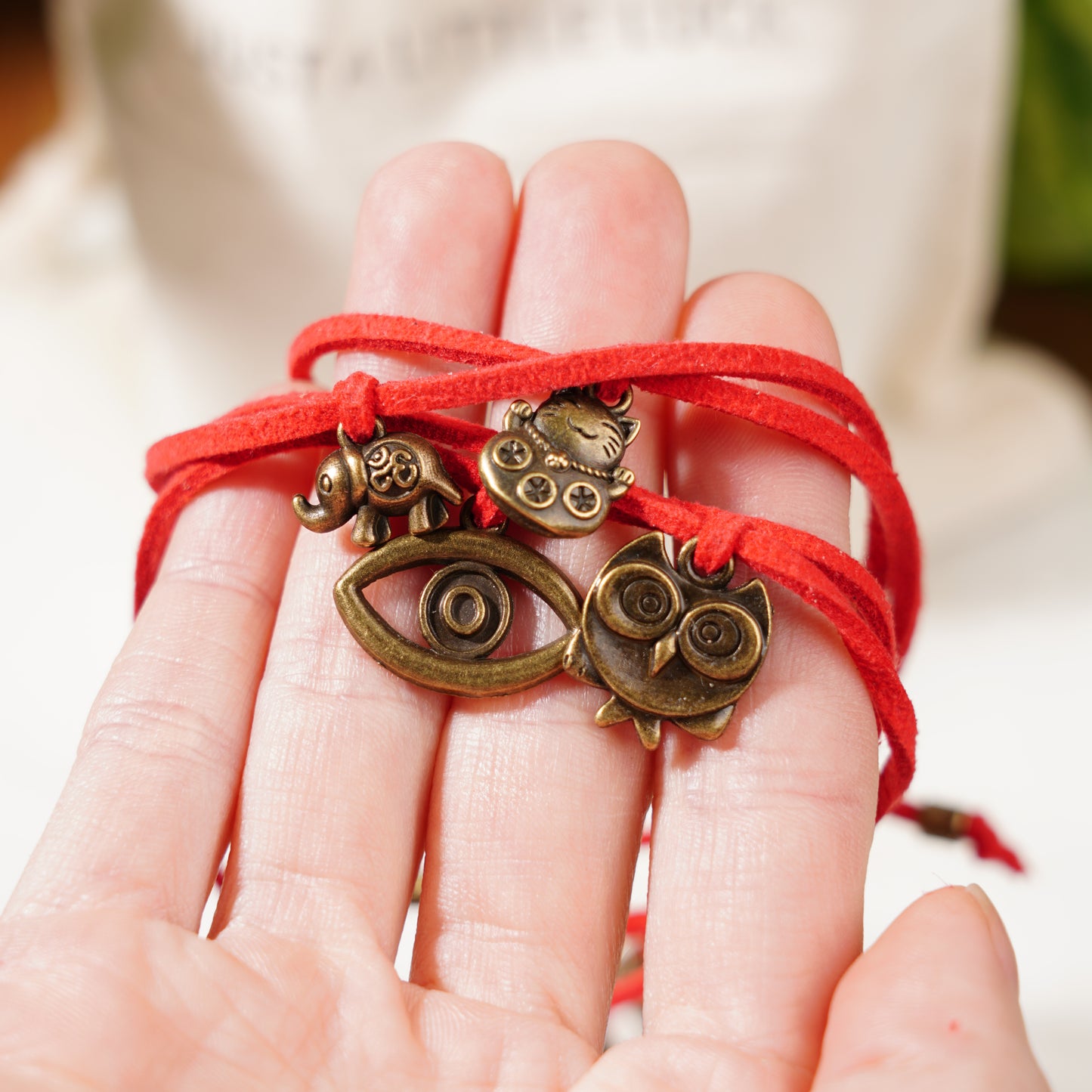 Lucky Bracelet Set For Good Luck, Wealth, Wisdom, and Protection - Red