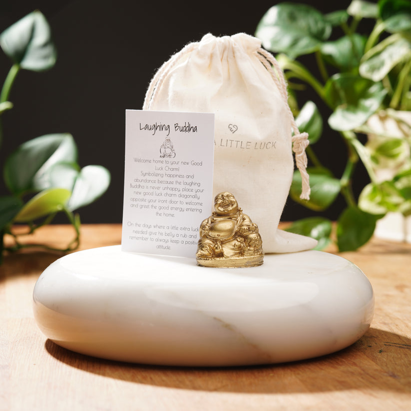 Gold Concrete Mini Laughing Buddha Just A Little Luck