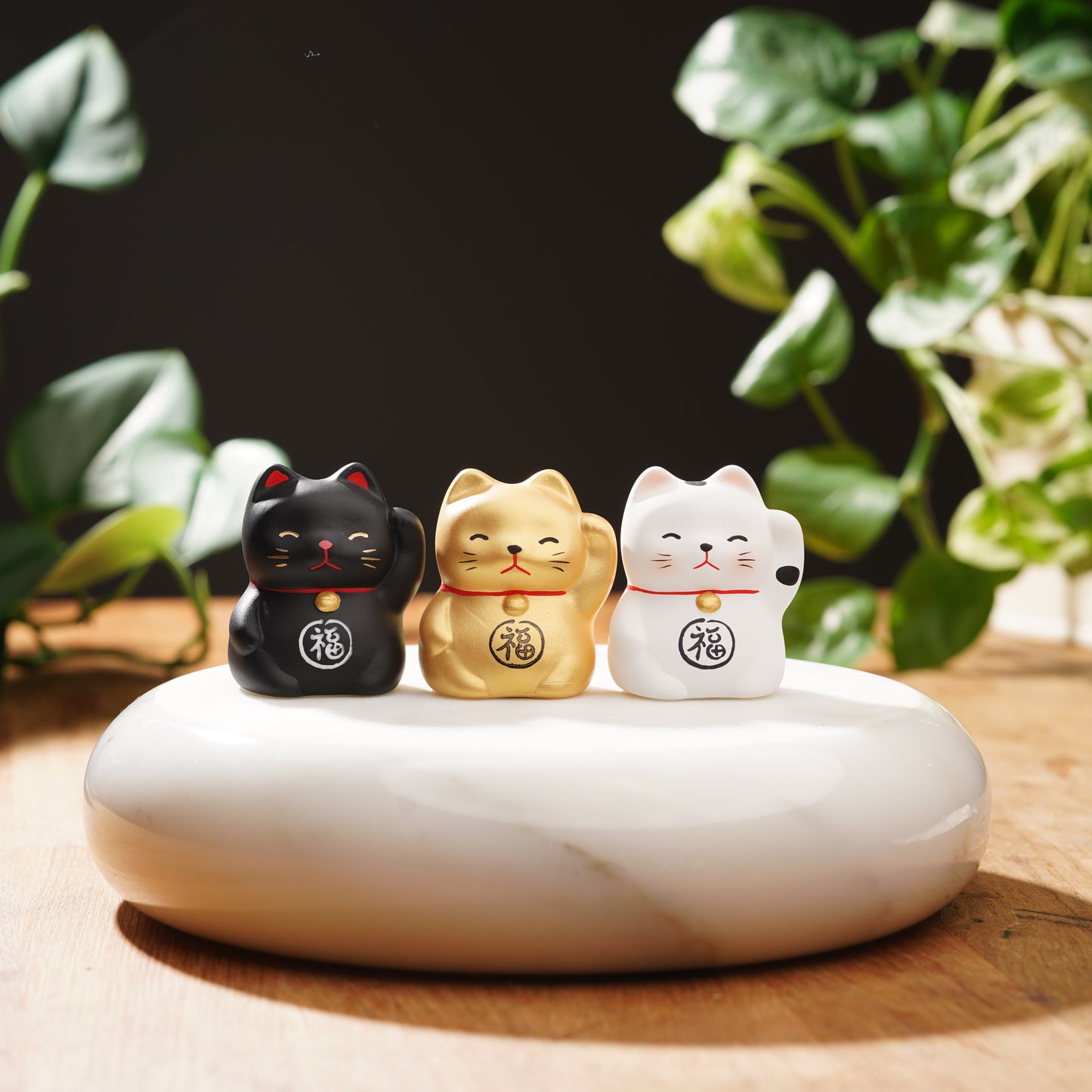 Ceramic Maneki Neko-Lucky Cat Set For Luck, Wealth, and Prosperity